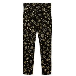 Wonder Nation Black Leggings Cotton Gold Stars Snowflakes High Waist